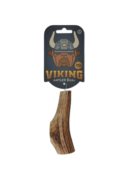 Vikings "Halvt" Kronhjortegevir viking horn til hunde (Flere størrelser) thumbnail