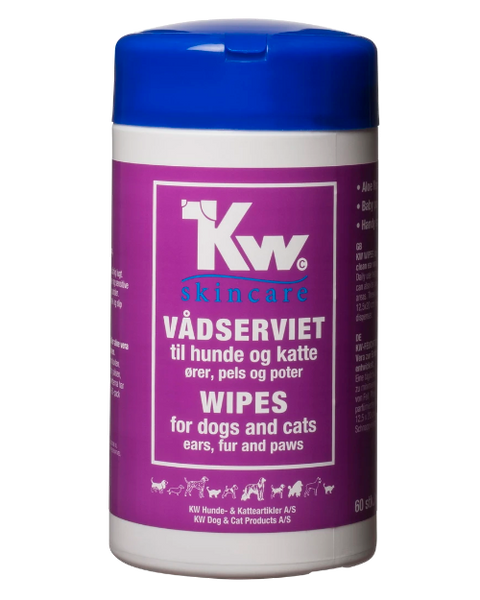 Se Kw Vådservietter fra KW til hunde med antibakterielle hos Os Med Kæledyr