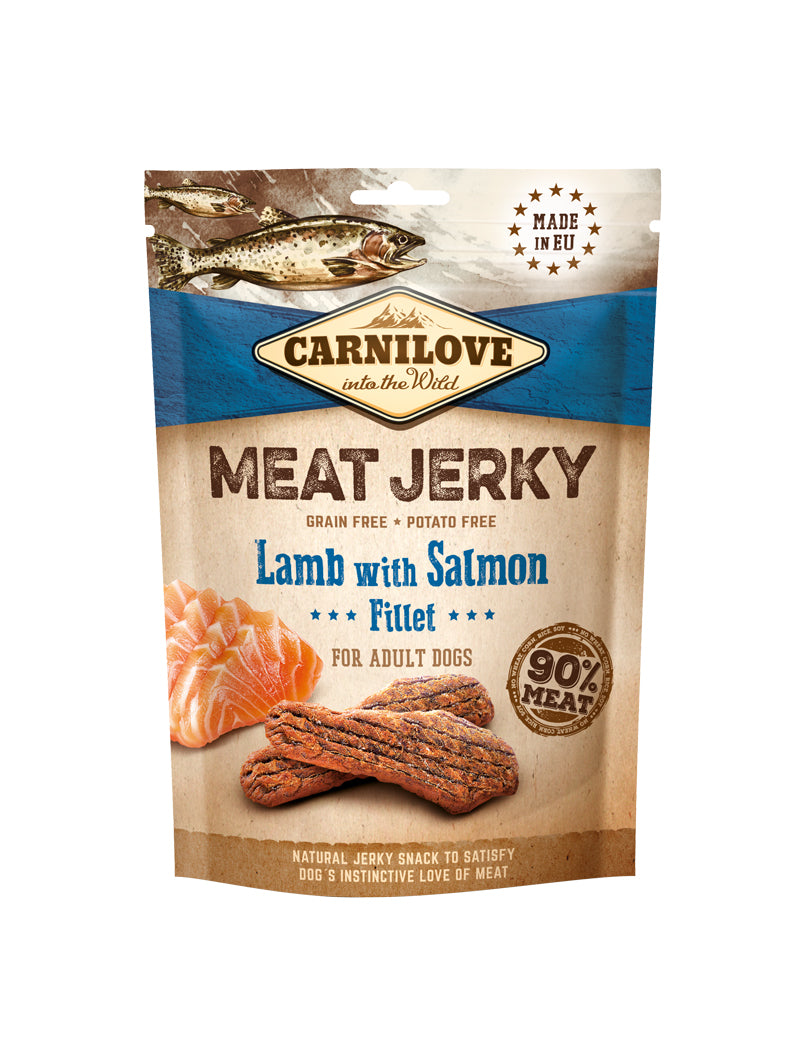 Hundegodbidder Kornfri Lam med Laks Fillet - MEAT JERKY Fillet