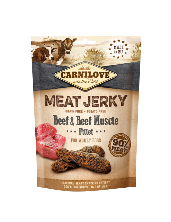 Hundegodbidder Kornfri Kød & Muskler fra Okse - MEAT JERKY Fillet