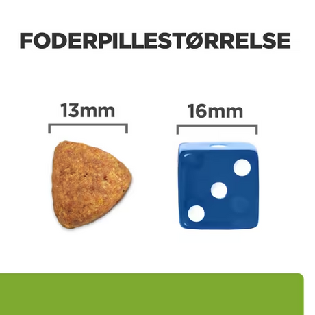 Et billede af en terning og et stykke papir med Hill's PRESCRIPTION DIET Metabolic Weight Management tørfoder til hunde med kylling nøgleord.