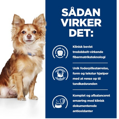 Sadan vikker det - Hill's Prescription Diet t/d Mini Dental Care tørfoder til hunde med kylling, 3kg pose.