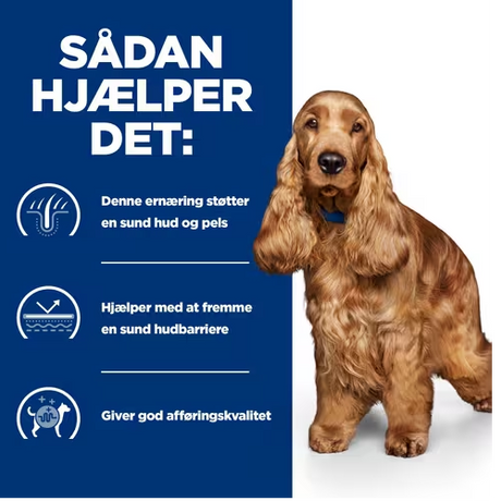 En trist hund med madintolerance bliver hjulpet med Hills Prescription Diet z/d Food Sensitivities tørfoder til hunde.