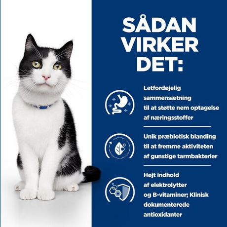 Sadan vikker det i Hills Prescription Diet Digestive Care kattefoder.