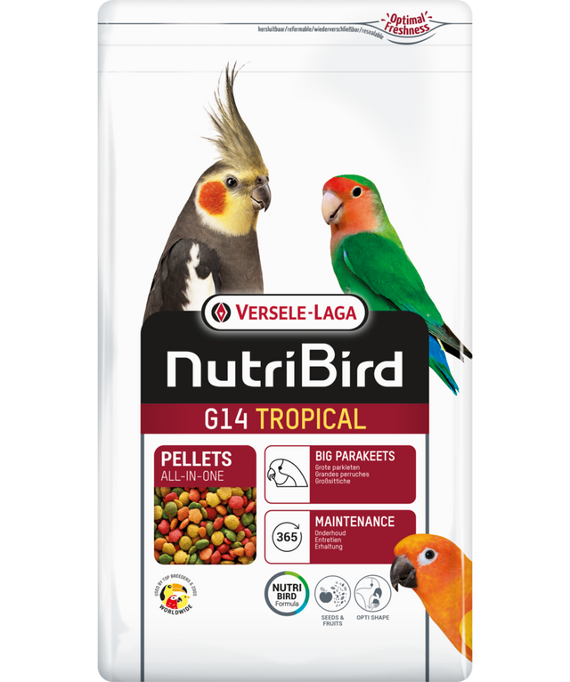 NUTRIBIRD G14 TROPICAL 1KG | Versele-Laga Optimal Pellets: Videnskabeligt godkendt foder til større fugle