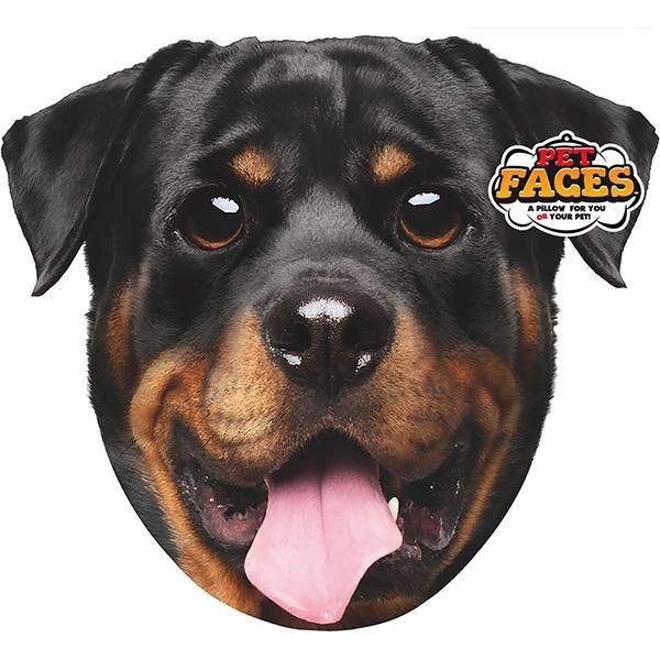 En blød polyester Pude med Dyreprint Rottweiler- Super Søde & Bløde hundemaske med en tunge, der stikker ud, lavet af Holland.