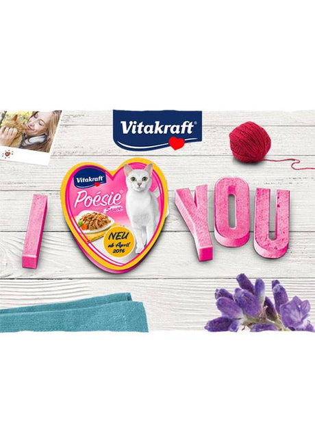 Poésie fra Vitakraft - I Love You Cat tilbyder en delikat Vådfoder i sauce til kat fyldt med kødfyldige velsmagende lækre bidder. Dette kattefoder af høj kvalitet er.